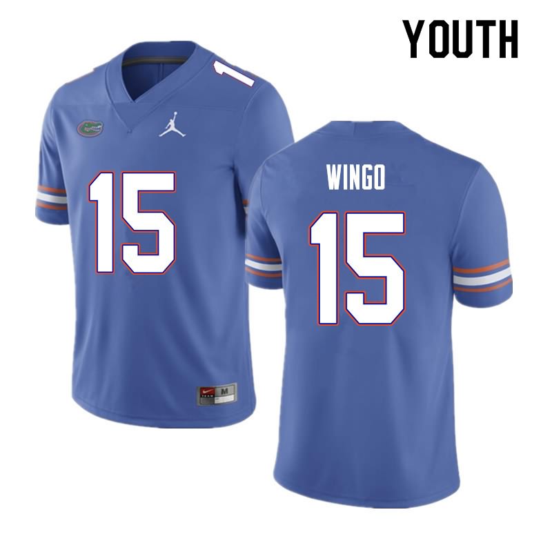 Youth NCAA Florida Gators Derek Wingo #15 Stitched Authentic Nike Blue College Football Jersey XHE8365WE